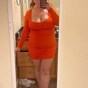 Amazon Vibrant Long Sleeve Square Neck Bodycon Dress - Size: XL ONLY WORN ONCE